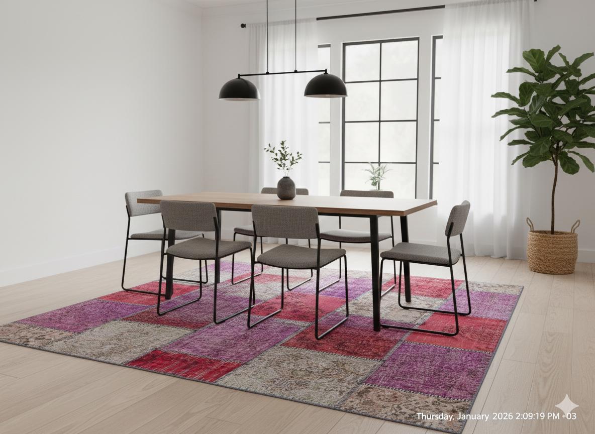 Handmade Turkish Patchwork Rug 6'x10' - Bohemian Wool Area Rug
