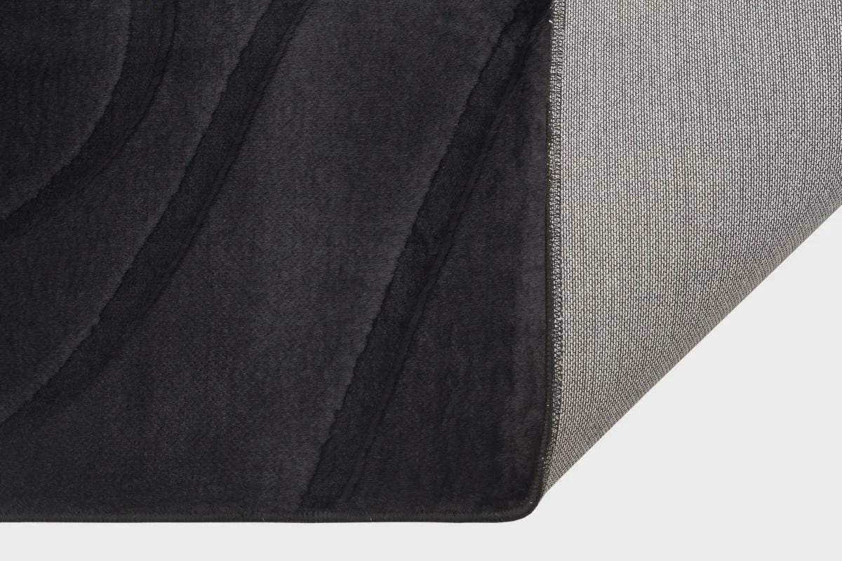 Black Soft Fur Rug: Soft Washable Plush Carpet