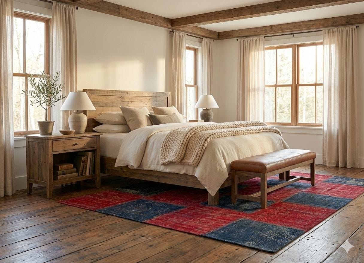 Handmade Turkish Patchwork Rug: 6x9.2 ft Wool Bohemian Area Rug