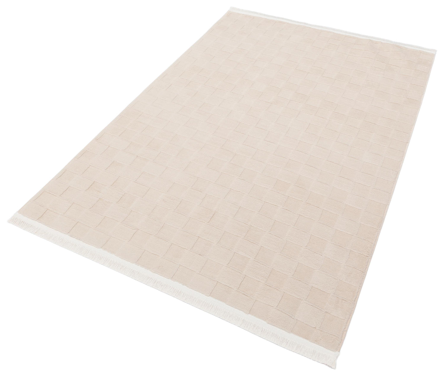 Beige Soft Fur Rug: Soft Washable Plush Carpet