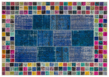 Handmade Patchwork Turkish Rug: 5'x8' Bohemian Wool Area Rug