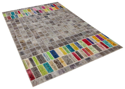 Handmade Patchwork Wool Turkish Rug - 5'x8' Bohemian Area Rug