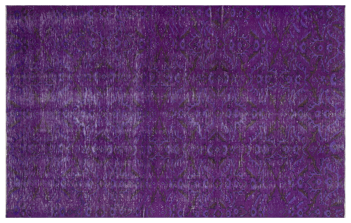 Vintage Purple Wool Rug (4'9''x8' ft): Handmade Eclectic Turkish Carpet