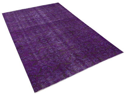 Vintage Purple Wool Rug (4'9''x8' ft): Handmade Eclectic Turkish Carpet