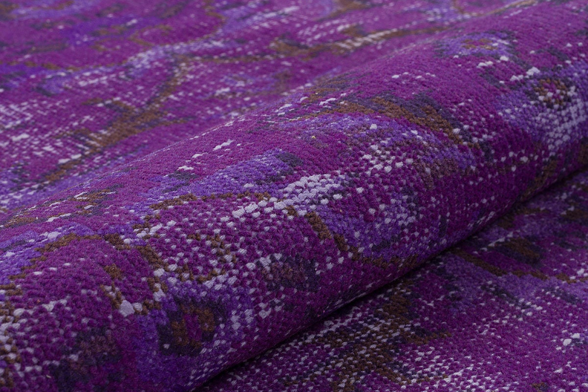 Vintage Purple Wool Rug (4'9''x8' ft): Handmade Eclectic Turkish Carpet