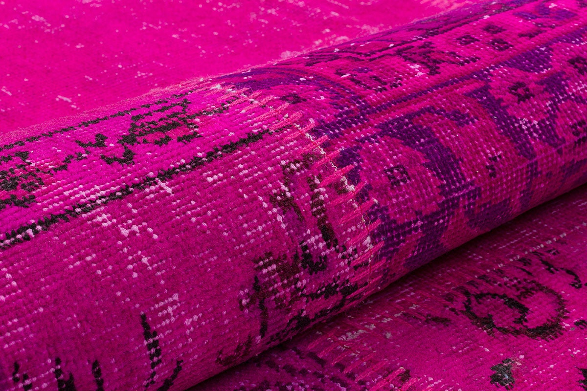 Handmade Pink Patchwork Rug: Bohemian Wool Area Rug (5'x8' ft)