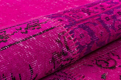 Handmade Pink Patchwork Rug: Bohemian Wool Area Rug (5'x8' ft)