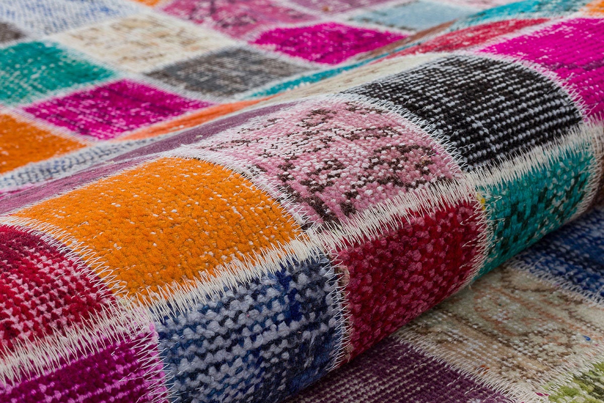 5'x8' Handmade Wool Patchwork Turkish Rug: Bohemian Area Rug