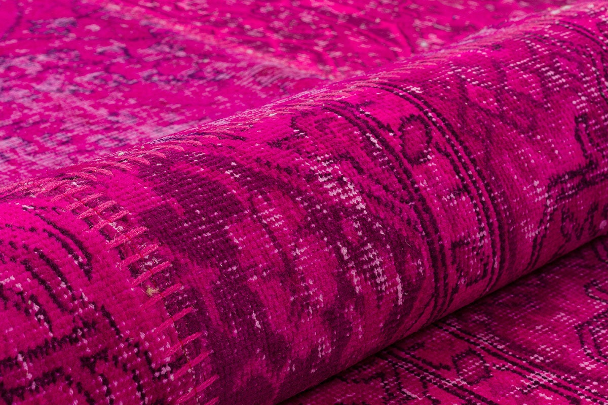 Handmade Pink Patchwork Rug: Bohemian Wool Area Rug (5'x8' ft)
