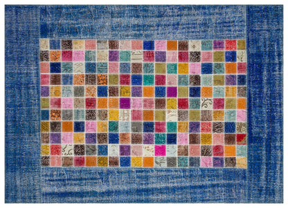 Handmade Patchwork Turkish Rug: 5'x8' Bohemian Wool Area Rug