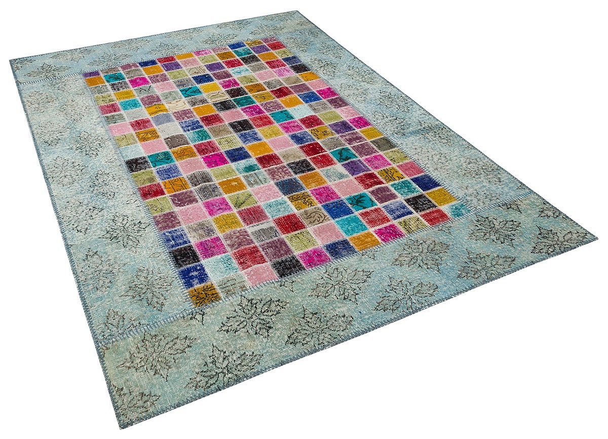 5'x8' Patchwork Turkish Rug: Handmade Wool Bohemian Area Rug