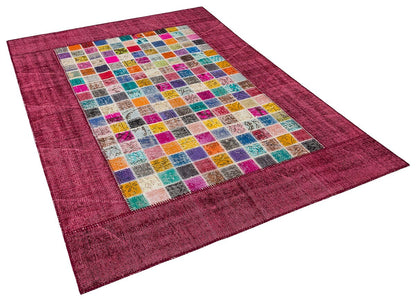 Handmade Patchwork Turkish Rug: Bohemian Wool Area Rug (5'x8' ft)