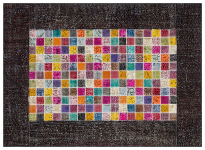 5'x8' Handmade Wool Patchwork Turkish Rug: Bohemian Area Rug
