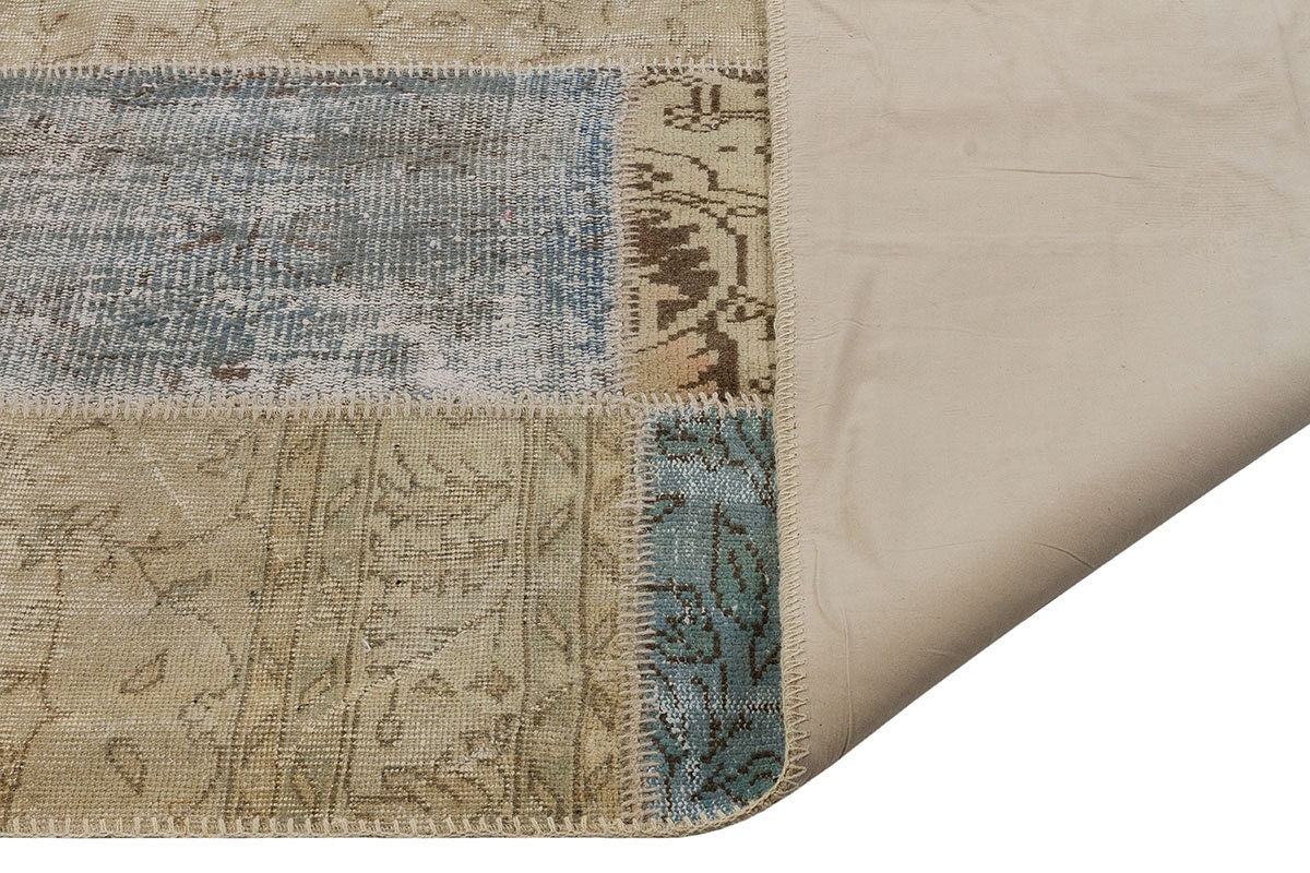 Handmade Wool Patchwork Turkish Rug: 10'x12' Bohemian Area Rug