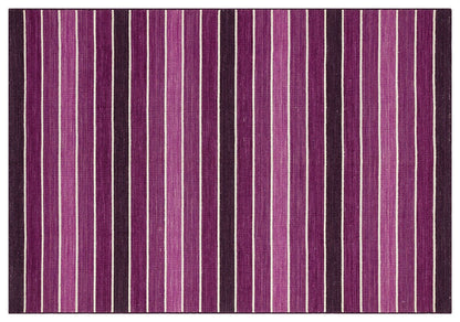 Hand Woven Turkish Kilim Rug: Purple Stripe, Bohemian Style