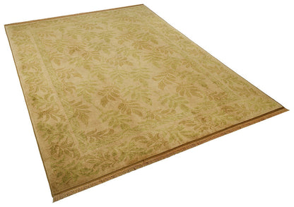 Vintage Turkish Wool Rug: 6.39 ft x 8.92 ft, Handmade Floral Carpet