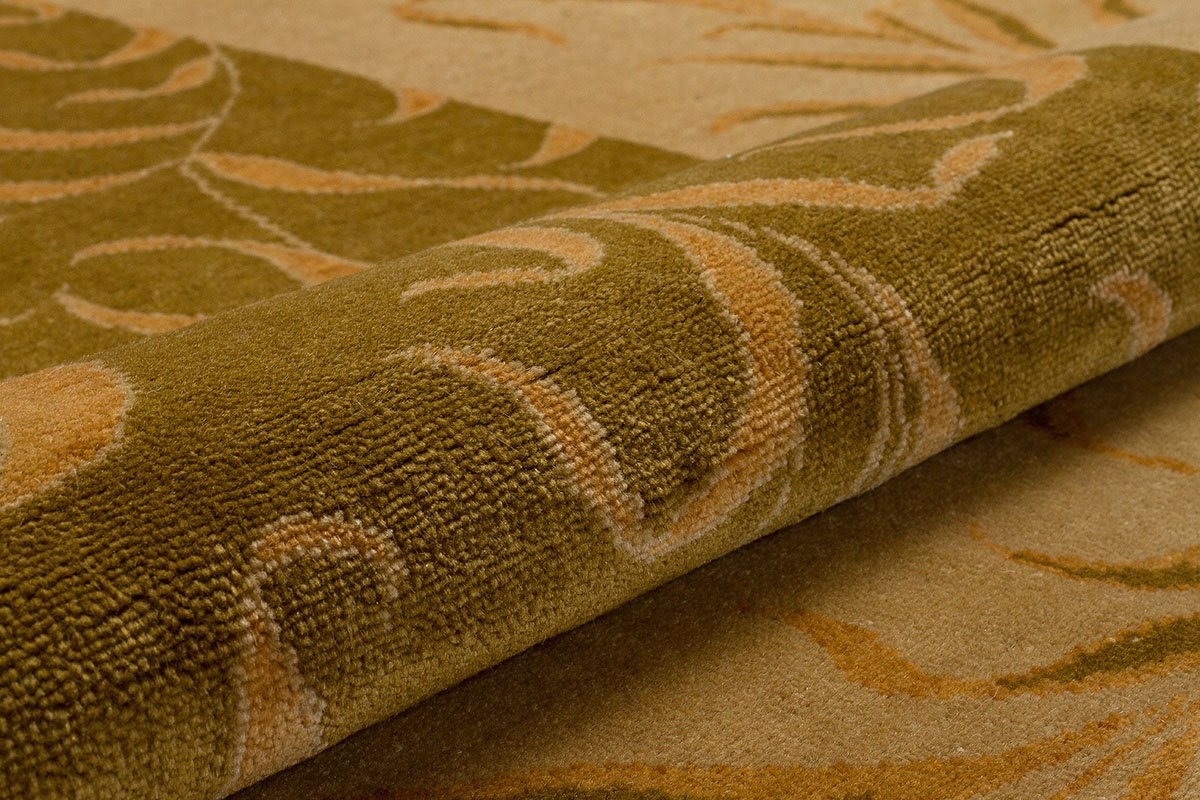 Vintage Green Turkish Rug: Handmade Wool Carpet (6.62 ft x 8.50 ft)