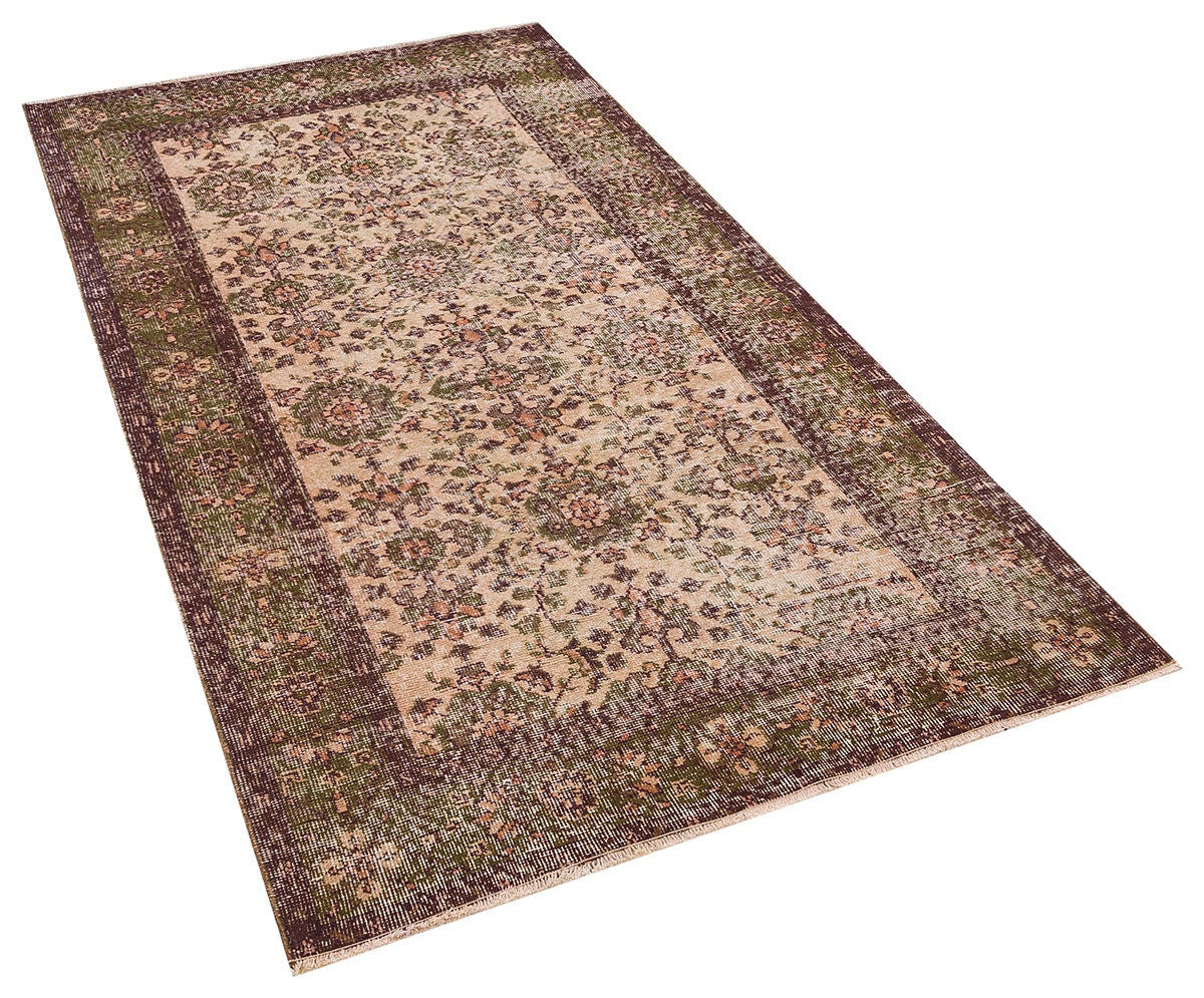 Vintage Turkish Wool Rug (3x7 ft): Handmade Anatolian Persian Design