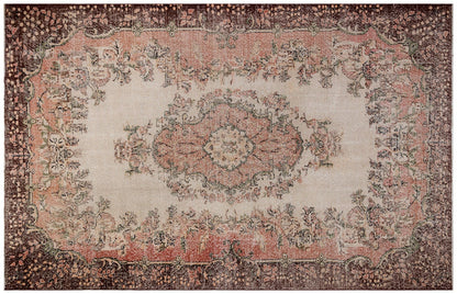 Vintage Turkish Rug (6.8x10.4 ft): Handmade Wool Anatolian Rug