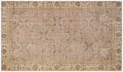Vintage Turkish Beige Wool Rug (4.8x8.4 ft): Handmade Anatolian Area Rug