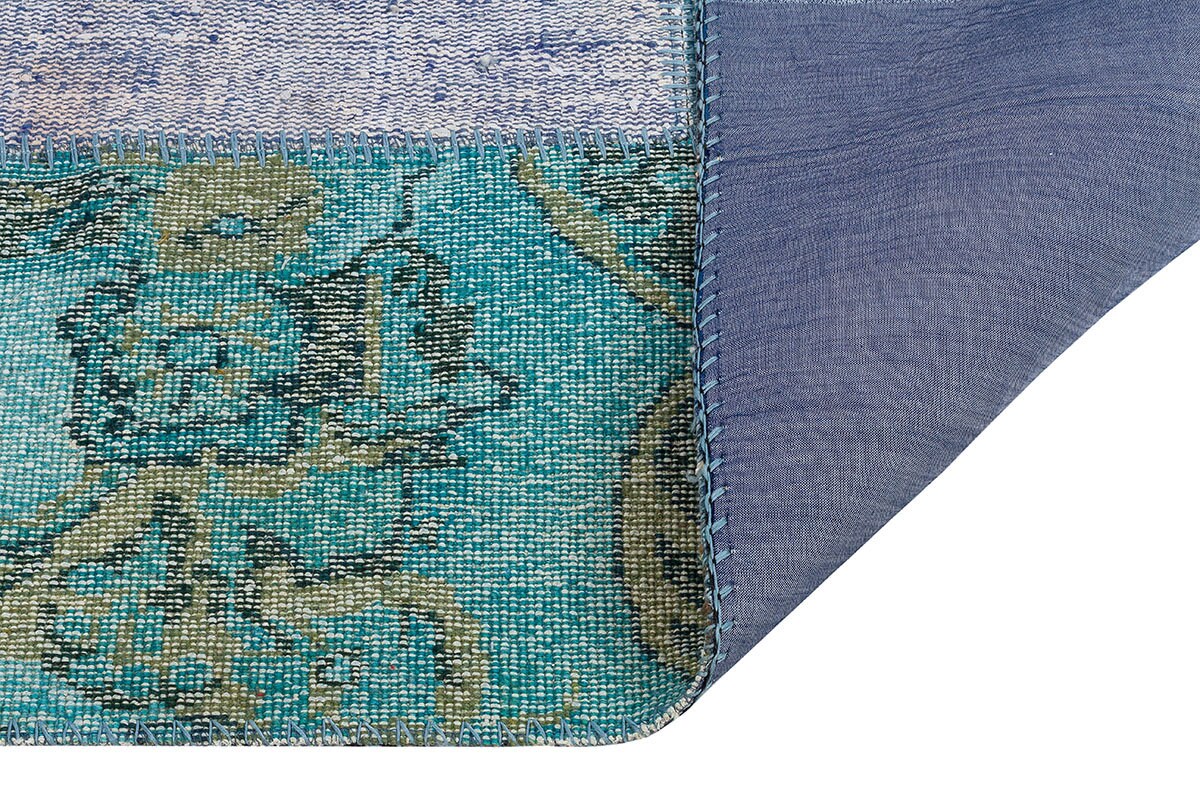 Handmade Turkish Patchwork Rug: Bohemian Wool Area Rug (3.9x5.9 ft)
