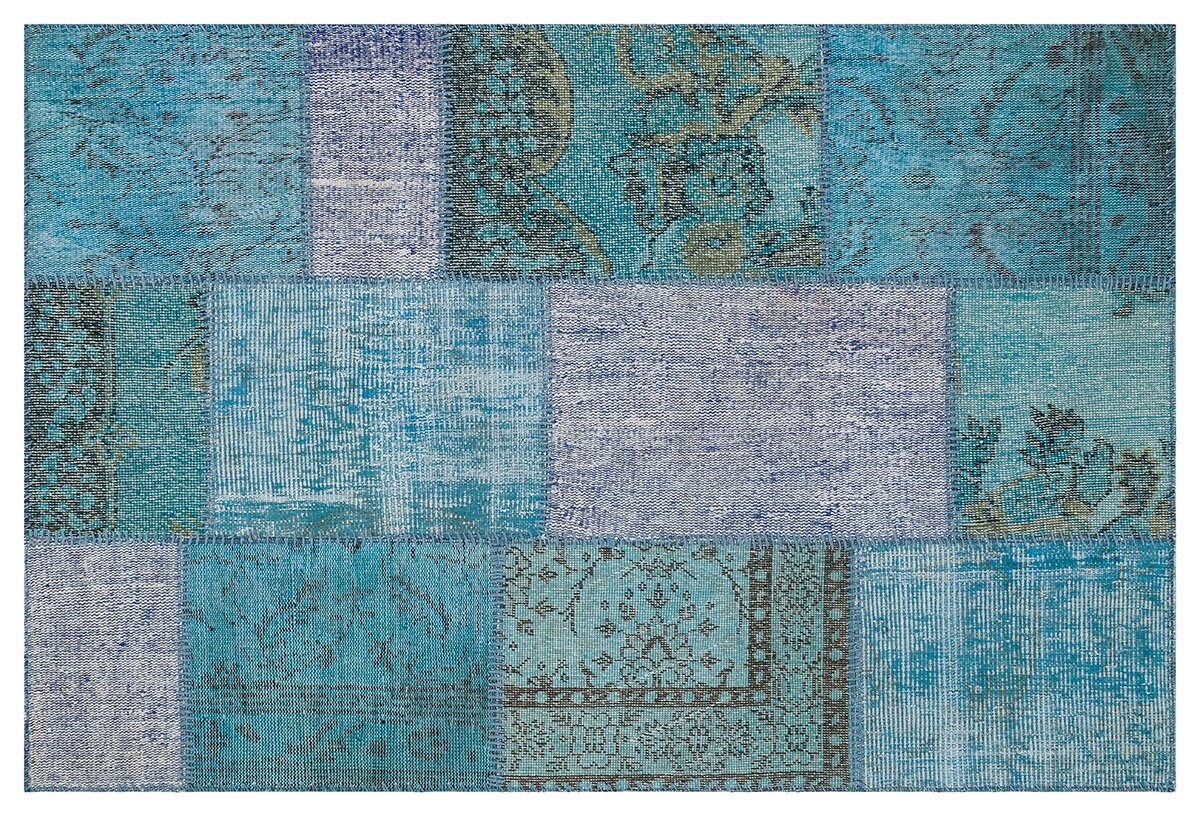 Handmade Turkish Patchwork Rug: Bohemian Wool Area Rug (3.9x5.9 ft)