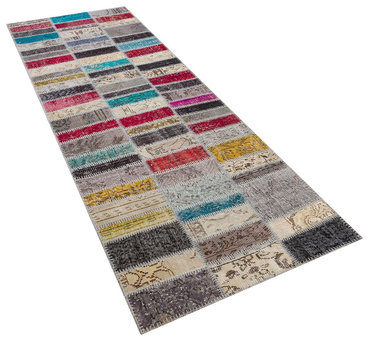 Handmade Wool Patchwork Turkish Rug: Bohemian Runner (3.3x9.5 ft)