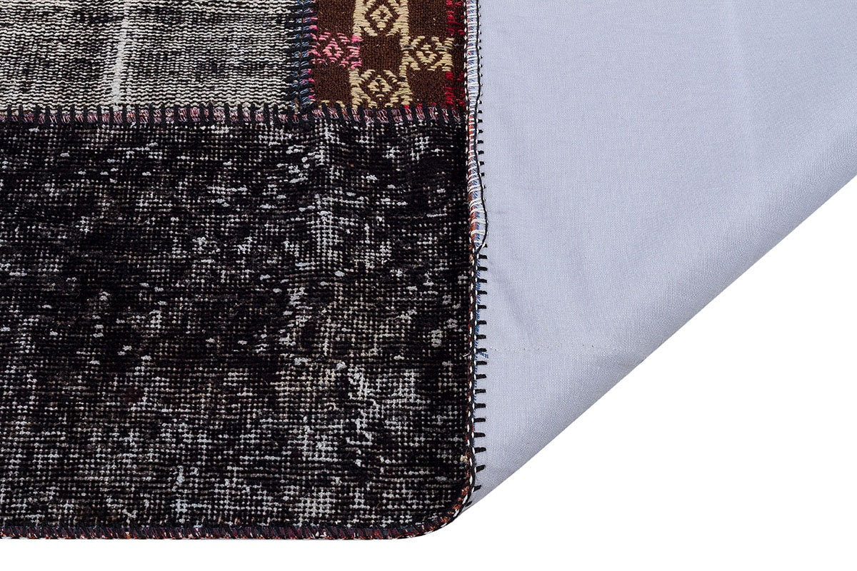 Handmade Wool Patchwork Turkish Rug - 2.6x9.8 ft Bohemian Area Rug