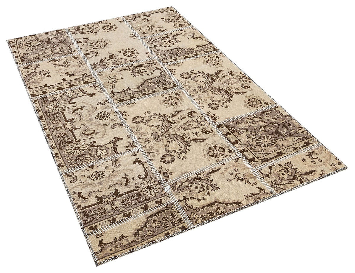 Handmade Wool Patchwork Turkish Rug - 3.9x5.9 ft - Bohemian Area Rug