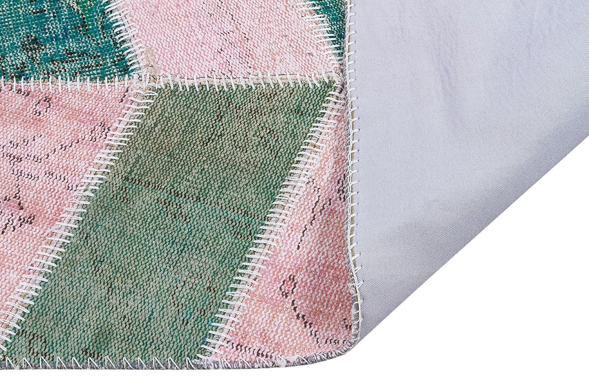 Handmade Wool Patchwork Rug: 3.9x5.7 ft Turkish Bohemian Area Rug
