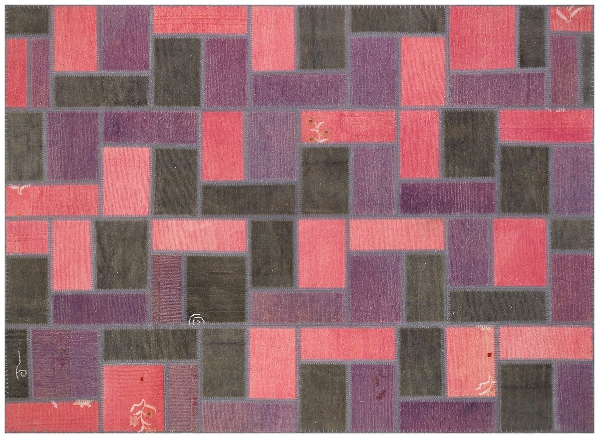 Handmade Wool Patchwork Turkish Rug - 5.6x7.7 ft - Bohemian Area Rug
