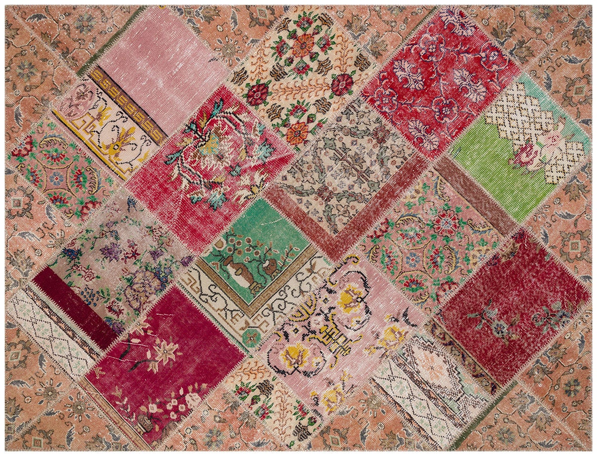 Handmade Wool Patchwork Turkish Rug - 5.9x7.9 ft Bohemian Area Rug