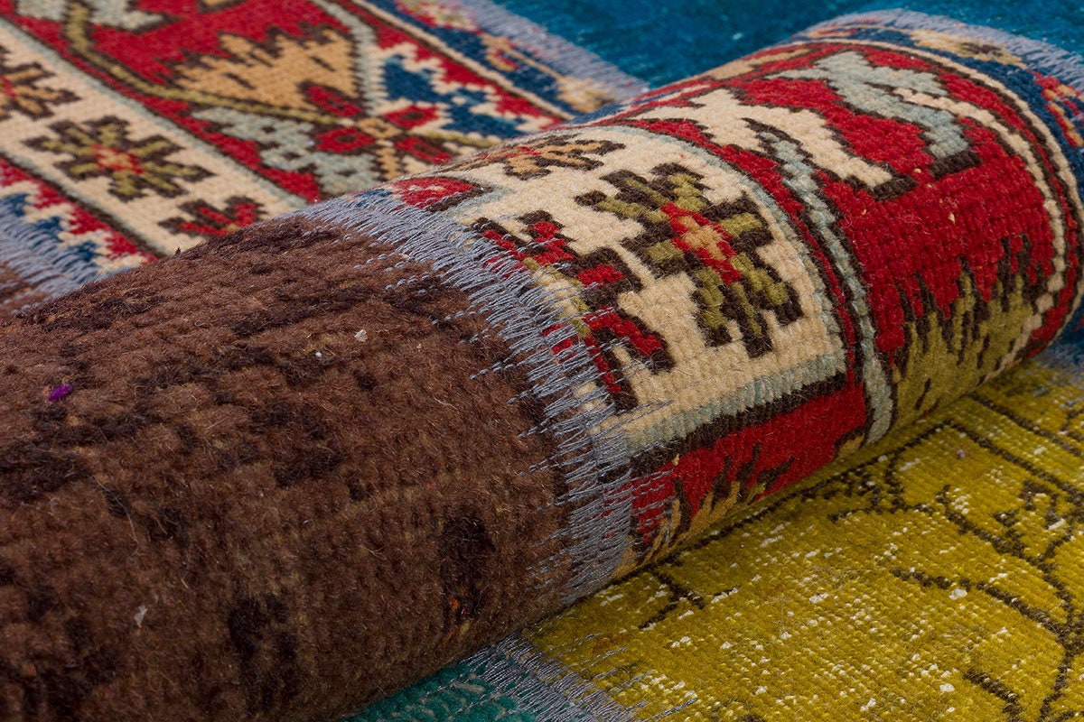 Handmade Wool Patchwork Turkish Rug - 3.6x5.6 ft - Bohemian Area Rug