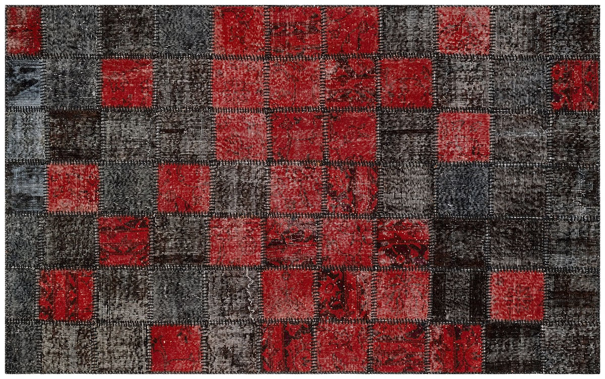 Handmade Patchwork Turkish Rug: Bohemian Wool Area Rug (4.9x7.7 ft)
