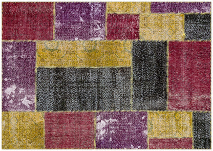 Handmade Wool Patchwork Turkish Rug: Bohemian Area Rug (5.6x7.9 ft)