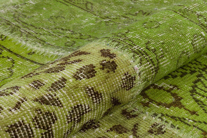 Handmade Green Patchwork Rug: Bohemian Wool Area Rug (6.5x9.8 ft)