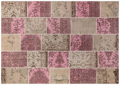Handmade Turkish Patchwork Rug: Bohemian Wool Area Rug (6.6x9.4 ft)