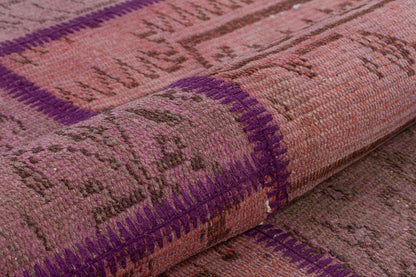 Handmade Wool Patchwork Rug: Bohemian Pink Anatolian Rug (5.9x8.5 ft)
