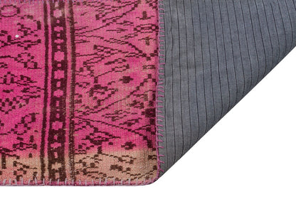 Handmade Pink Patchwork Rug: Bohemian Wool Area Rug (6.6x9.8 ft)