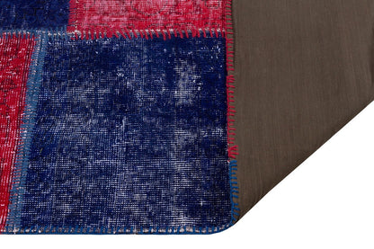 Handmade Turkish Patchwork Rug: 6x9.2 ft Wool Bohemian Area Rug
