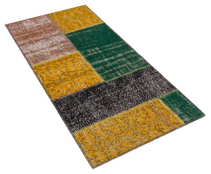Handmade Wool Patchwork Runner Rug: Bohemian Turkish Rug (2.6x5.5 ft)