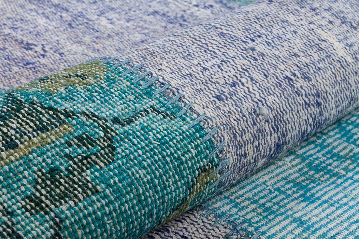 Handmade Turkish Patchwork Rug: Bohemian Wool Area Rug (3.9x5.9 ft)