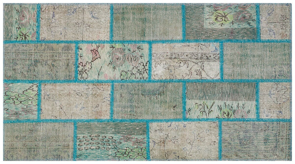 Handmade Patchwork Turkish Rug: Bohemian Wool Area Rug (3.3x5.9 ft)