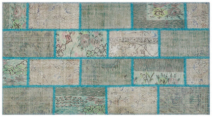 Handmade Patchwork Turkish Rug: Bohemian Wool Area Rug (3.3x5.9 ft)