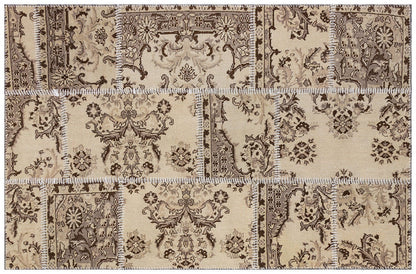 Handmade Wool Patchwork Turkish Rug - 3.9x5.9 ft - Bohemian Area Rug