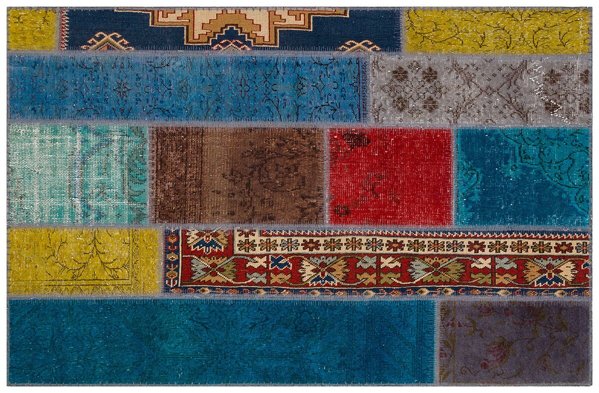 Handmade Wool Patchwork Turkish Rug - 3.6x5.6 ft - Bohemian Area Rug