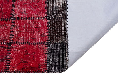 Handmade Patchwork Turkish Rug: Bohemian Wool Area Rug (4.9x7.7 ft)