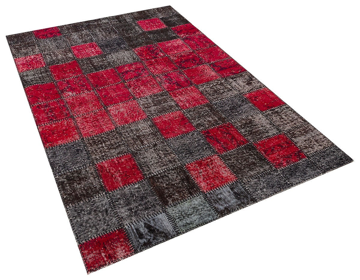 Handmade Patchwork Turkish Rug: Bohemian Wool Area Rug (4.9x7.7 ft)