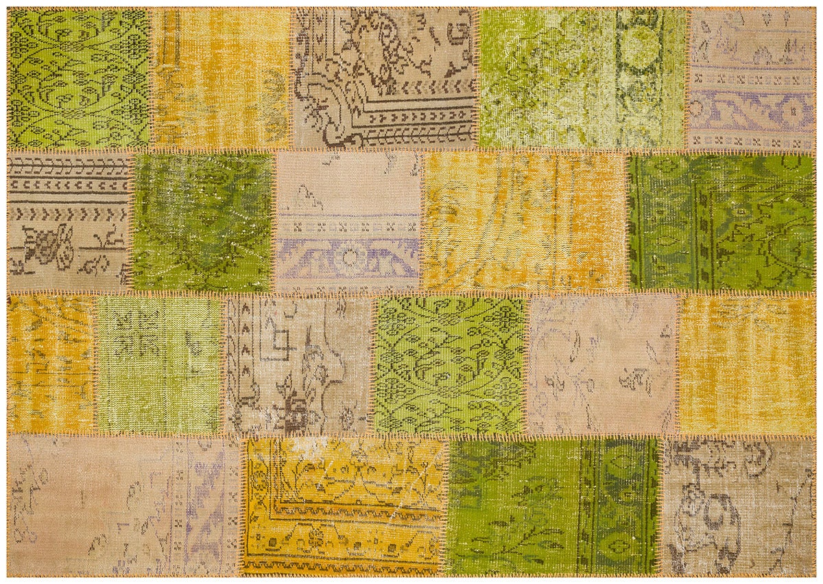 Handmade Patchwork Wool Turkish Rug: Bohemian Area Rug (5.6x7.9 ft)