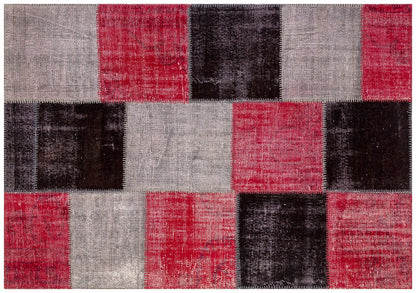 Handmade Wool Patchwork Turkish Rug: Bohemian Area Rug (4.6x6.6 ft)